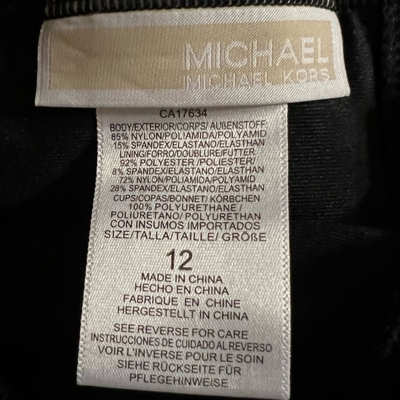 MICHAEL Michael Kors Sash Logo Trim One Piece Black Swimsuit - Picture 10 of 13